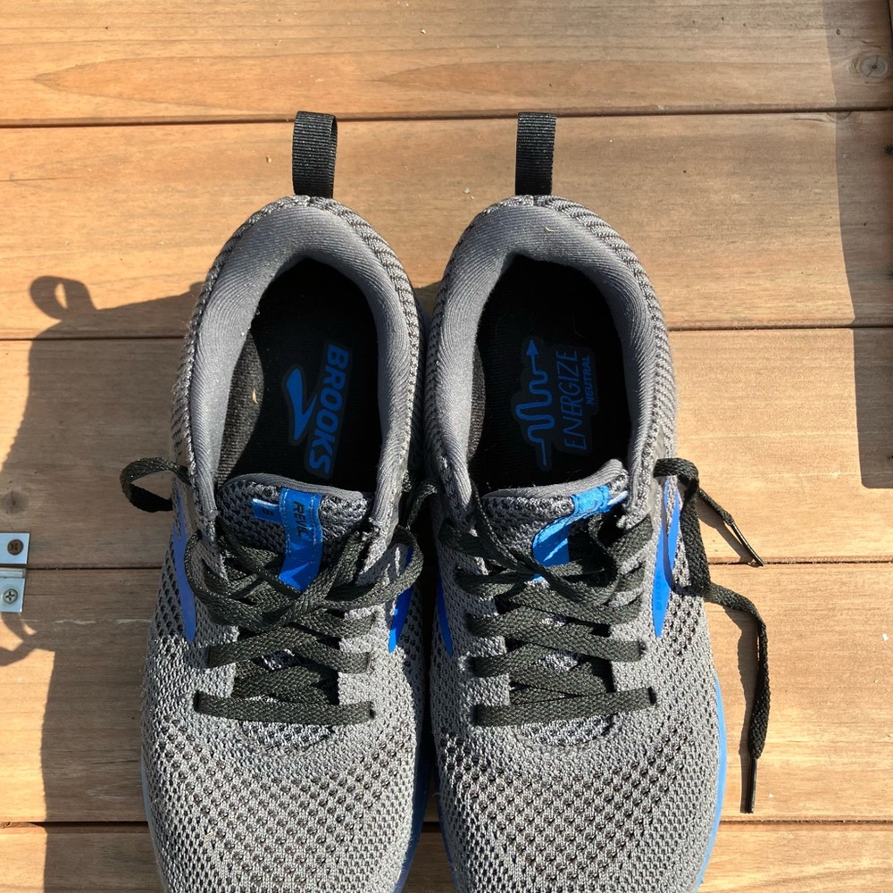 Brooks Gray and Blue Athletic Shoes with Cushioned Midsole